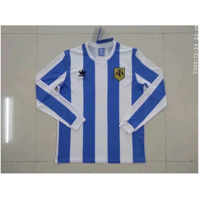 Argentina Home Retro Long Sleeve Jersey Mens 1978