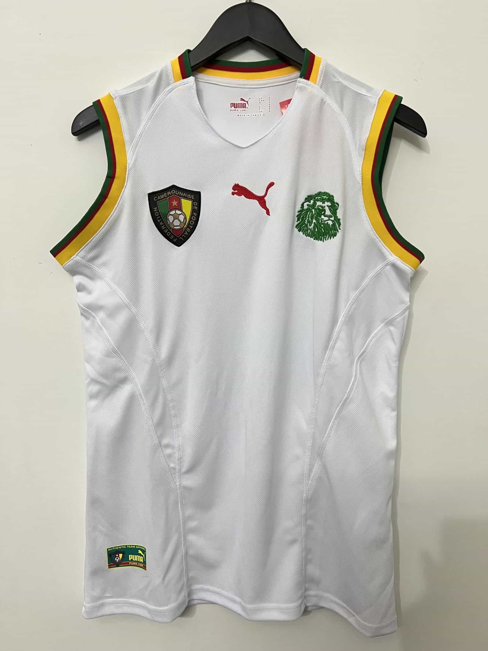 Mens Cameroun Retro Singlet White 2002