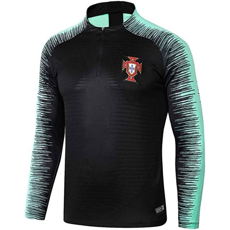 Mens Portual Jacket + Pants Training Suit Black + Green 2019