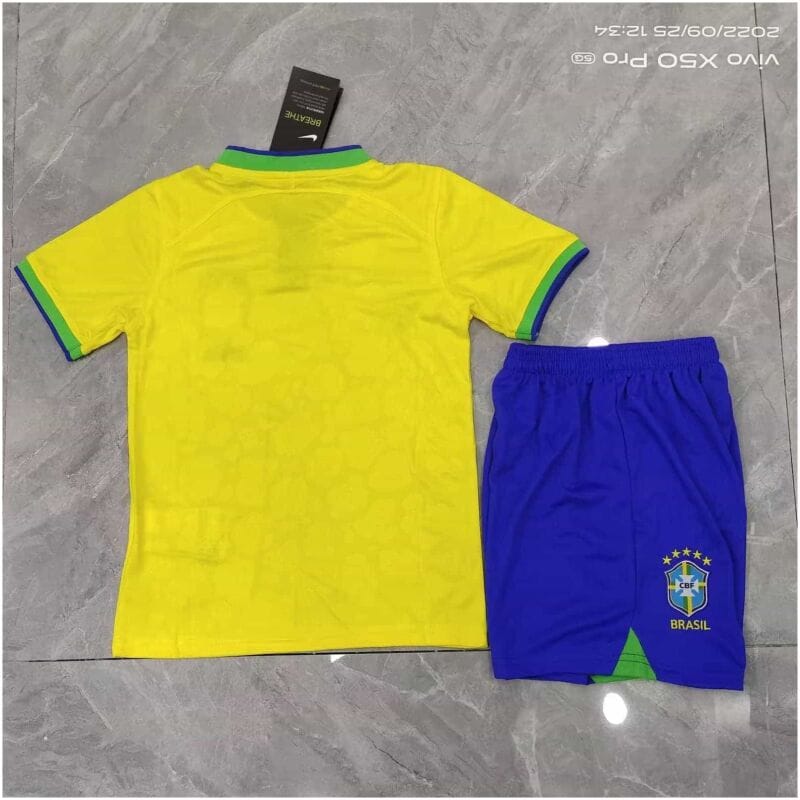 Kids Brazil Home Jersey FIFA World Cup Qatar 2022