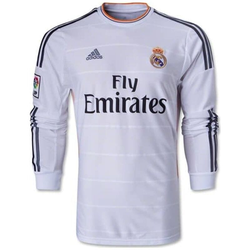 Mens Real Madrid Retro Home Jersey long sleeves 2013/14