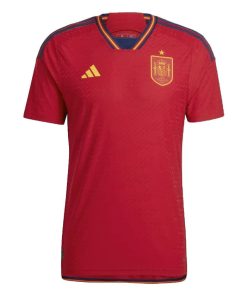 Mens Spain Home Authentic Jersey FIFA World Cup Qatar 2022 – Match