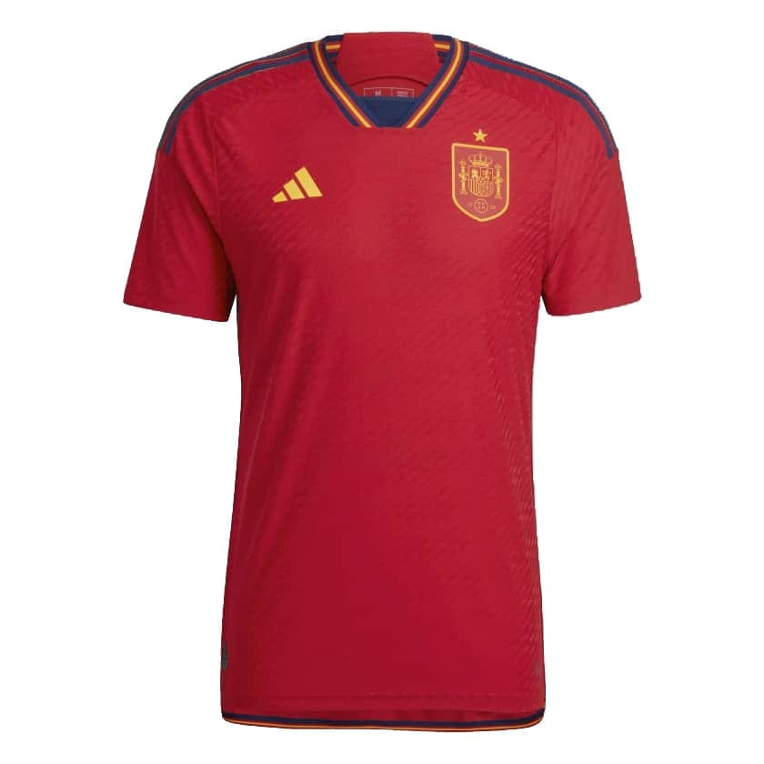 Mens Spain Home Authentic Jersey FIFA World Cup Qatar 2022 – Match
