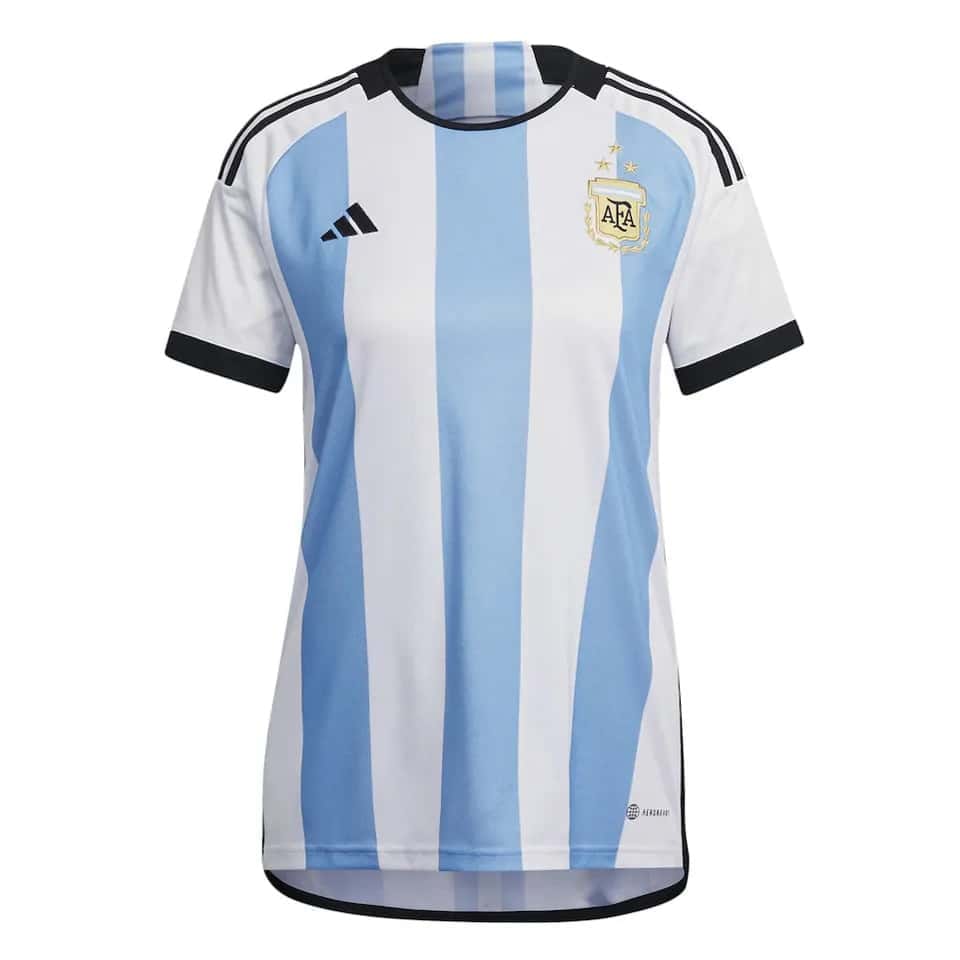Womens Argentina 3-Star Home Jersey FIFA World Cup Qatar Champions 2022