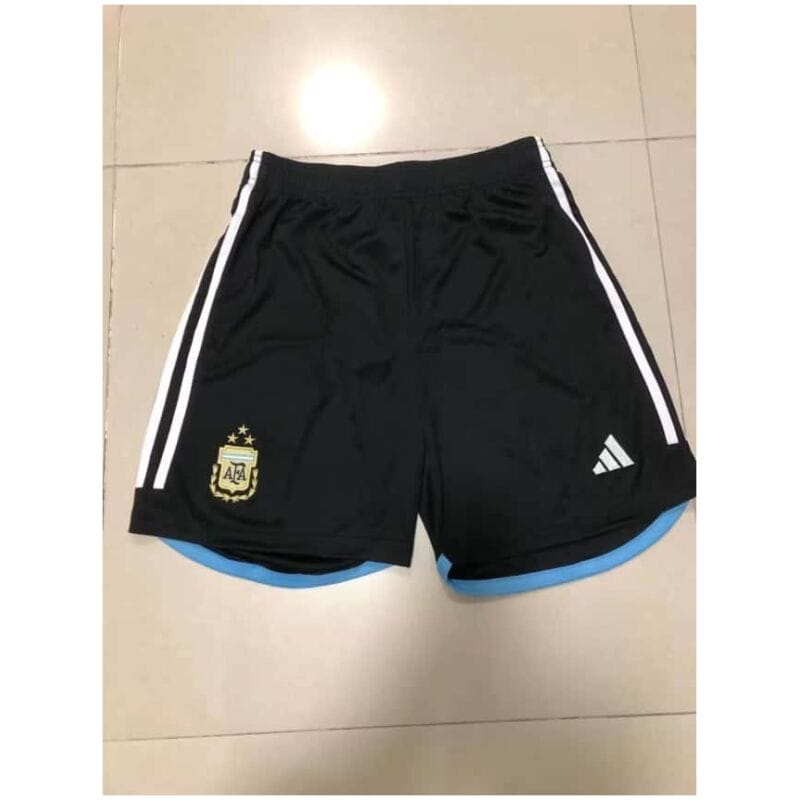Herren Argentinien 3-Star Home Schwarz Shorts FIFA Weltmeisterschaft Katar Champions 2022