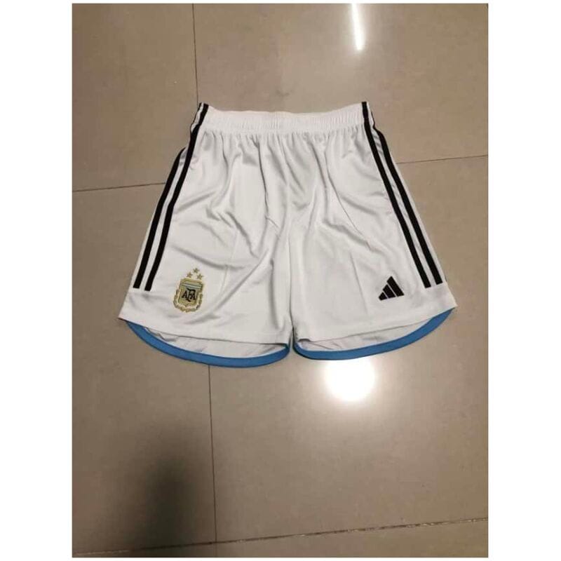 Mens Argentina 3-Star Home White Shorts FIFA World Cup Qatar Champions 2022