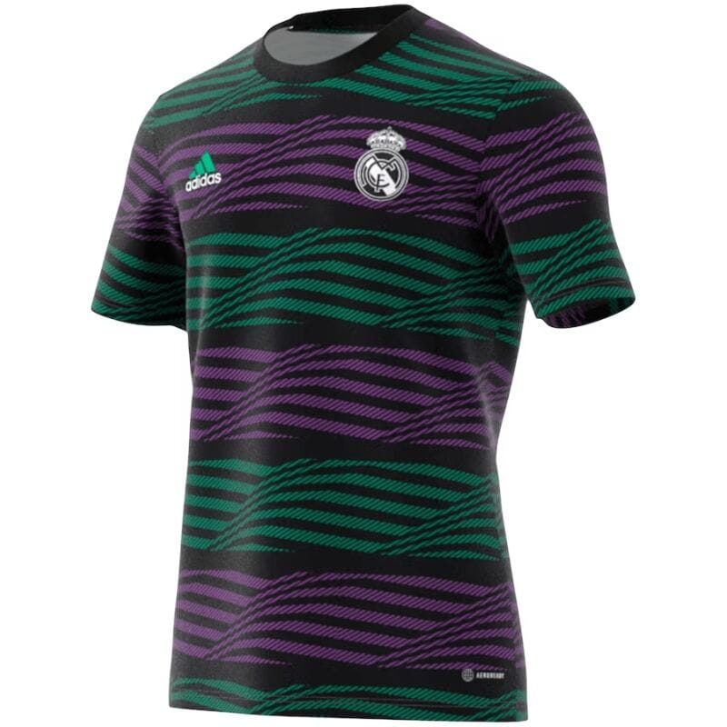 Herren Real Madrid Pre-Match Top Kurzes Trainingstrikot Schwarz 2023/24