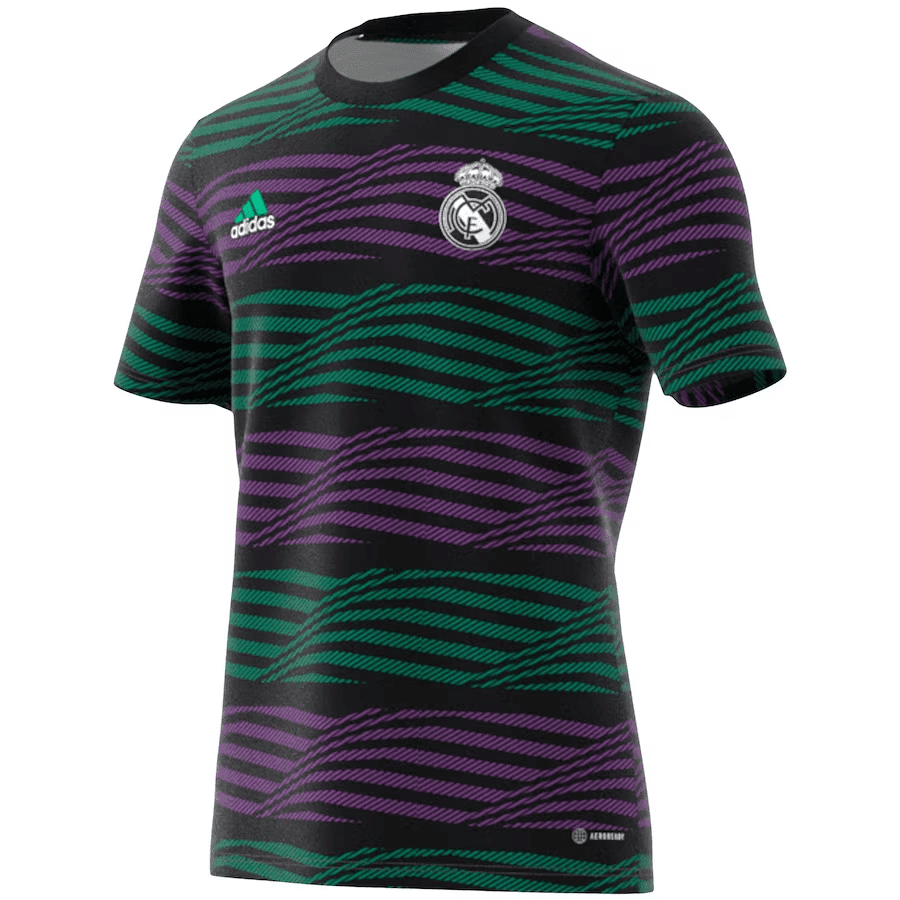 Herren Real Madrid Pre-Match Top Kurzes Trainingstrikot Schwarz 2023/24