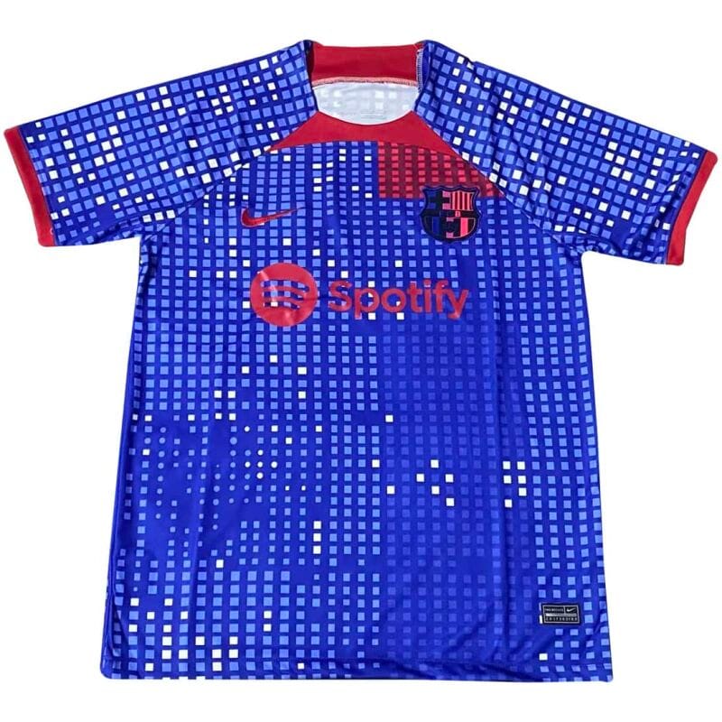 Mens Barcelona Pre-Match Top Short Training Jersey Blue 2023/24