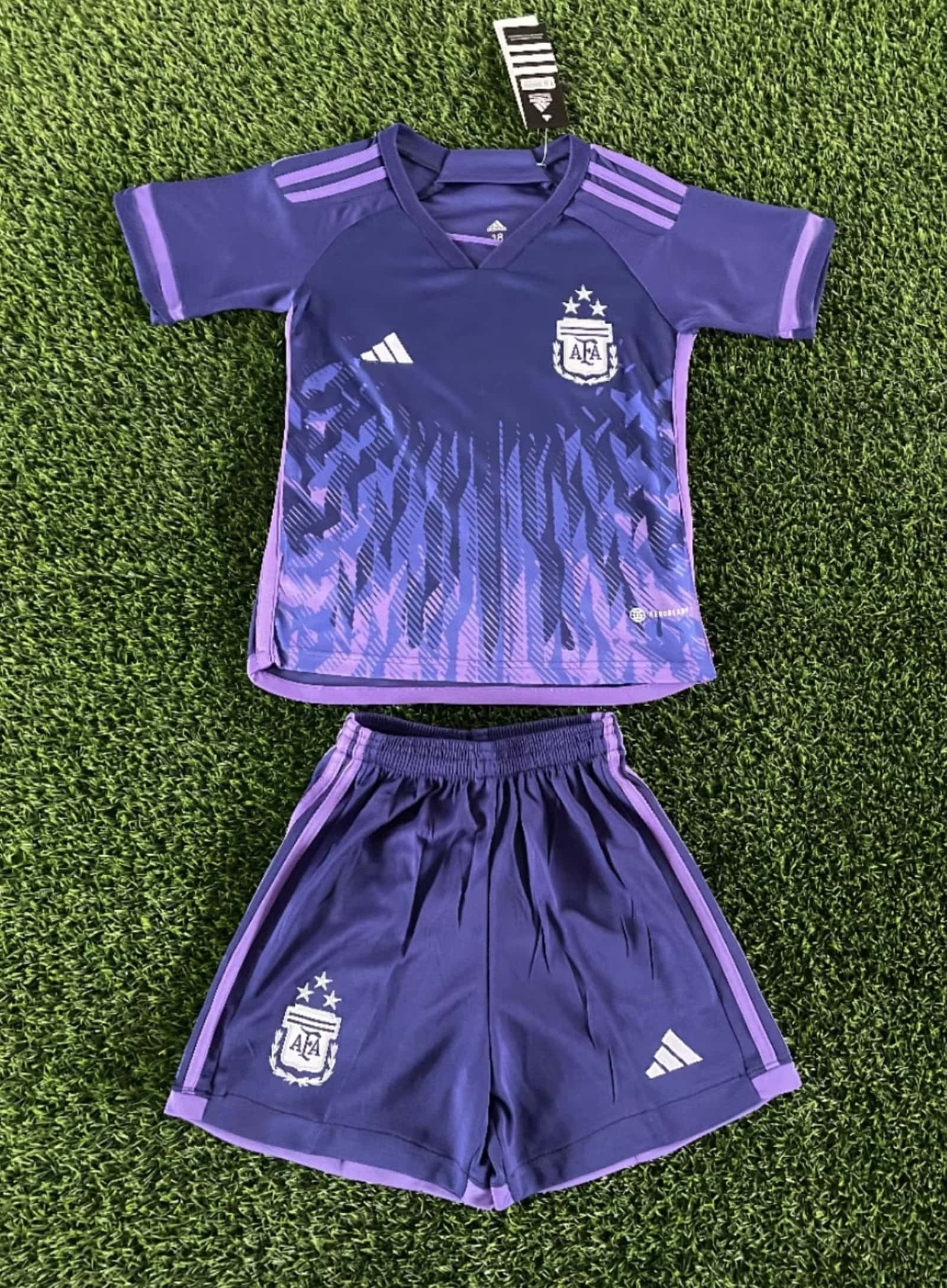 Kids Argentina 3-Star Away Jersey FIFA World Cup Qatar Champions 2022