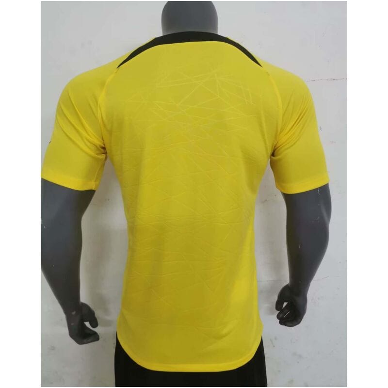 Mens PSG Pre-Match Top Short Training Jersey Yellow 2023/24