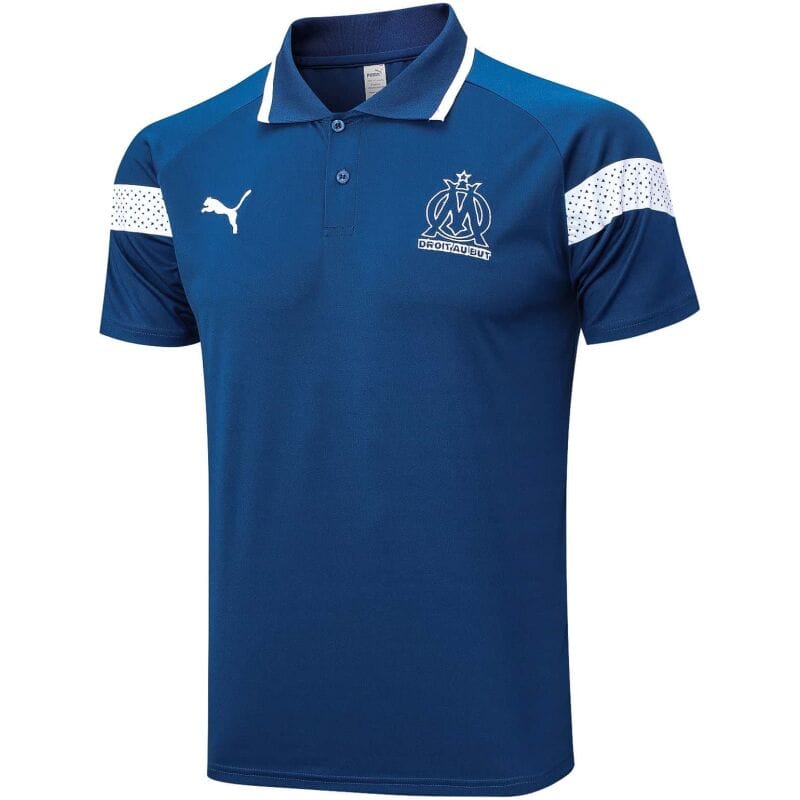 Mens Olympique Marseille Polo Shirt Blue 2023/24