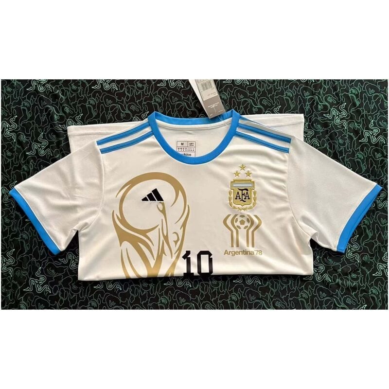 Mens Argentina Campeon Mundial Commemorative White Jersey