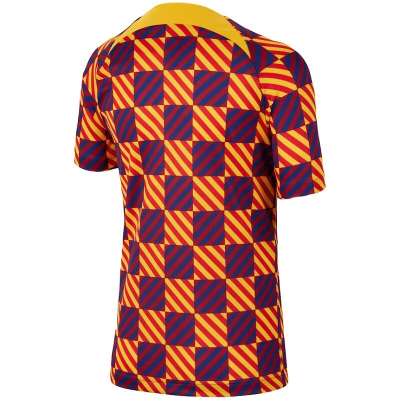 Mens Barcelona Pre-Match Top Short Training Jersey Yellow 2023/24