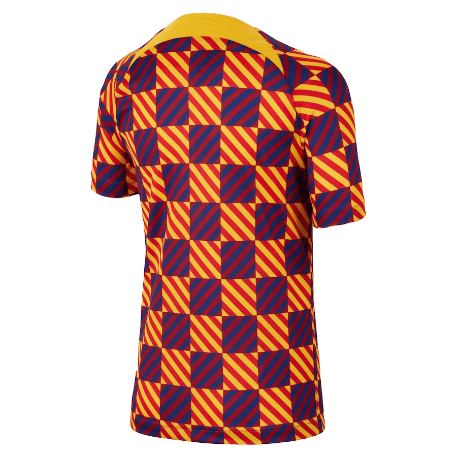 Mens Barcelona Pre-Match Top Short Training Jersey Yellow 2023/24