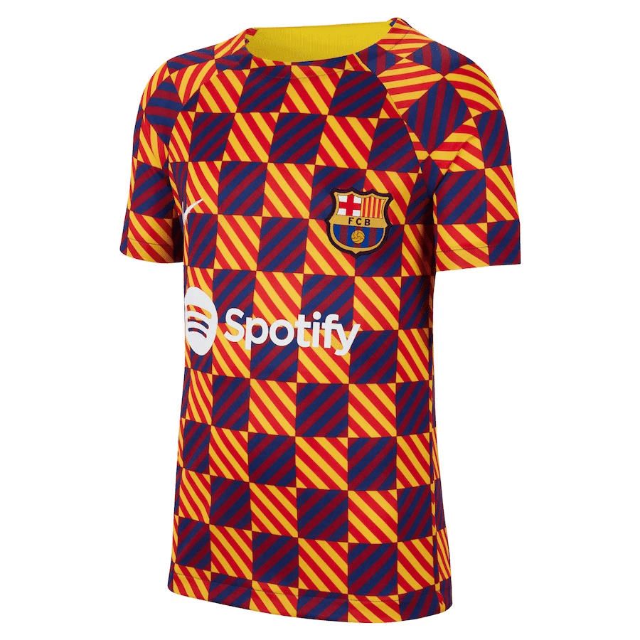 Mens Barcelona Pre-Match Top Short Training Jersey Yellow 2023/24