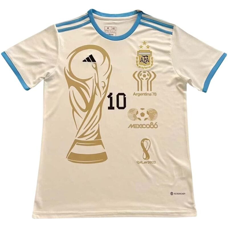 Mens Argentina Campeon Mundial Commemorative White Jersey