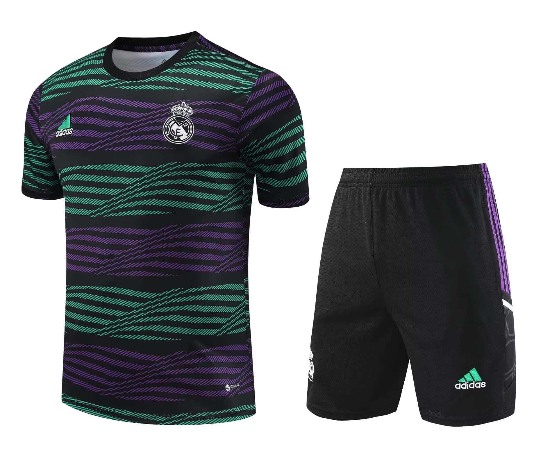 Herren Real Madrid Kurzer Trainingsanzug Grün - Lila 2023/24