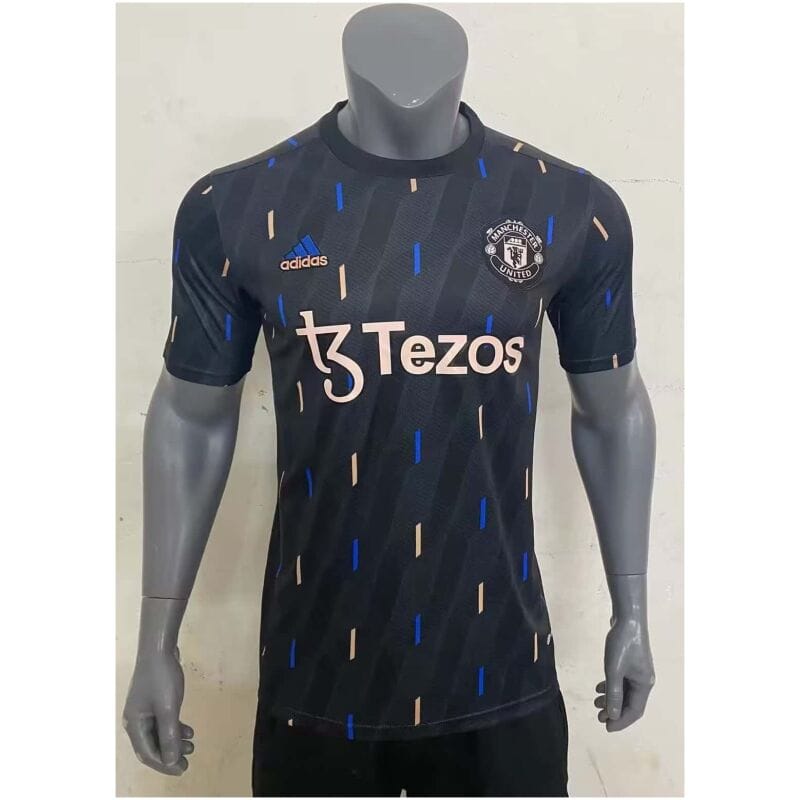 Mens Manchester United Pre-Match Top Short Training Jersey Black 2023/24