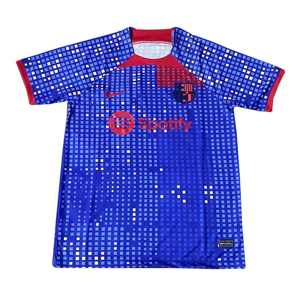 Mens Barcelona Pre-Match Top Short Training Jersey Blue 2023/24