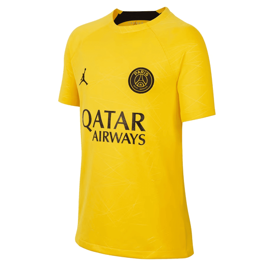 Mens PSG Pre-Match Top Short Training Jersey Yellow 2023/24