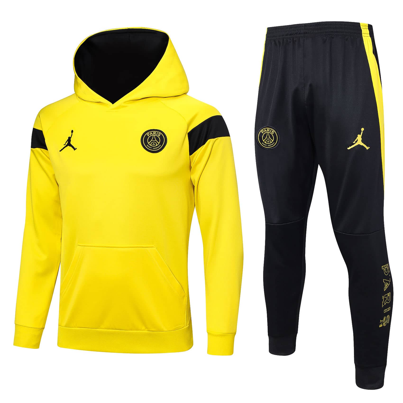Mens PSG x JORDAN Hoodie Sweatshirt + Pants Suit Yellow 2023/24