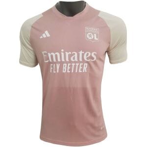Mens Olympique Lyonnais Pre-Match Top Short Training Jersey Pink 2023/24