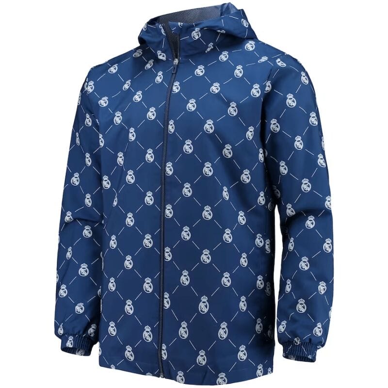 Mens Real Madrid AEROREADY Full-Zip Windrunner Jacket  Blue 2023/24