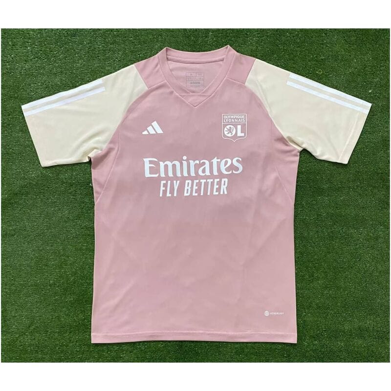 Mens Olympique Lyonnais Pre-Match Top Short Training Jersey Pink 2023/24