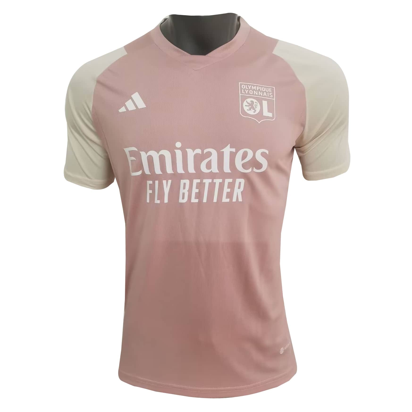 Mens Olympique Lyonnais Pre-Match Top Short Training Jersey Pink 2023/24