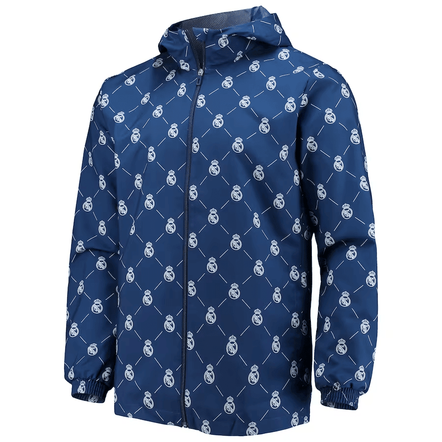 Mens Real Madrid AEROREADY Full-Zip Windrunner Jacket  Blue 2023/24