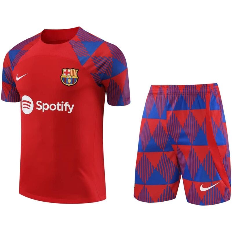 Mens Barcelona Short Training Suit Red 2023/24