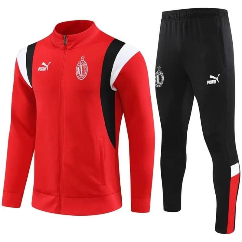 Mens AC Milan Jacket + Pants Training Suit Red 2023/24