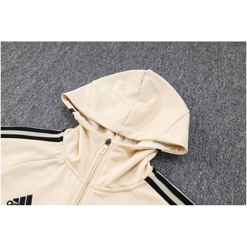 Mens Manchester United Hoodie Jacket + Pants Training Suit Cream 2023/24