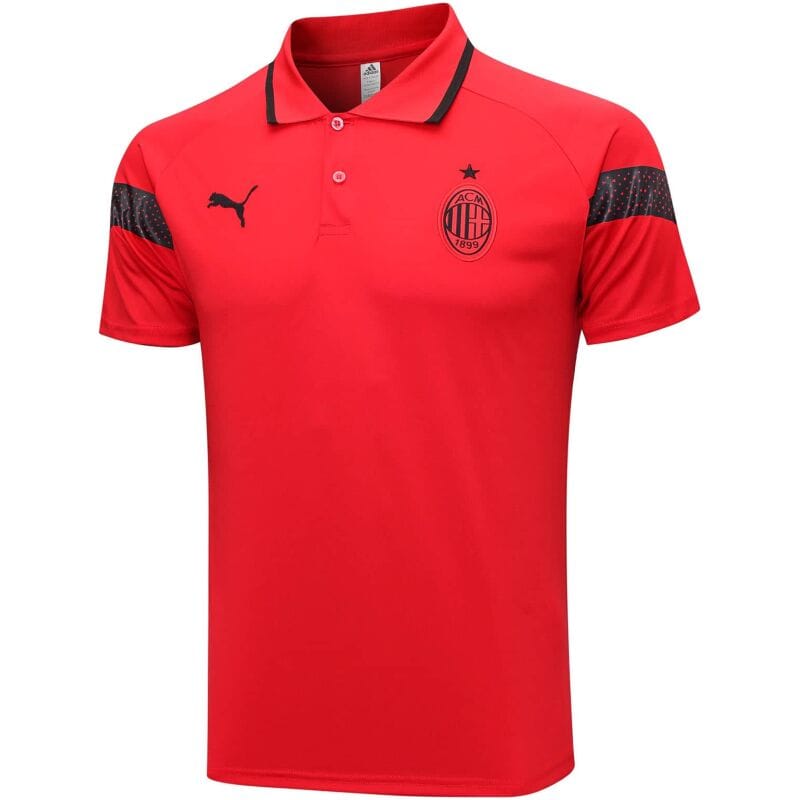 Mens AC Milan Polo Shirt Red 2023/24