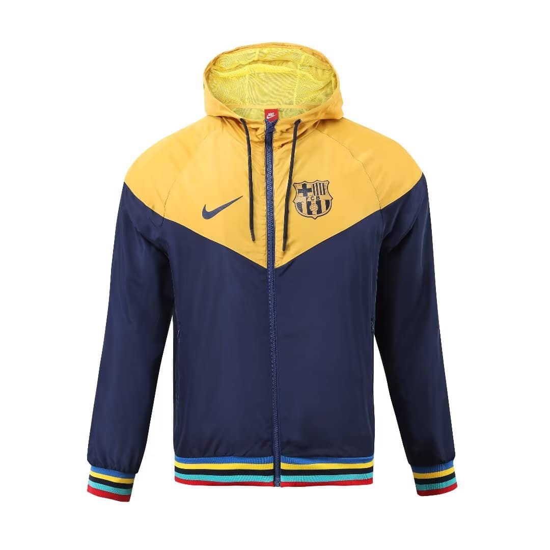 Mens Barcelona All Weather Windrunner Jacket Royal – Yellow 2023/24