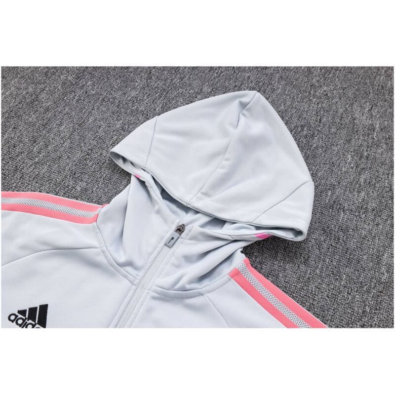 Mens Arsenal Hoodie Jacket + Pants Training Suit Light Grey 2023/24