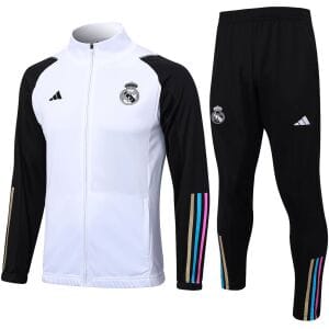 Herren Real Madrid Jacke + Hose Trainingsanzug weiß 2023/24