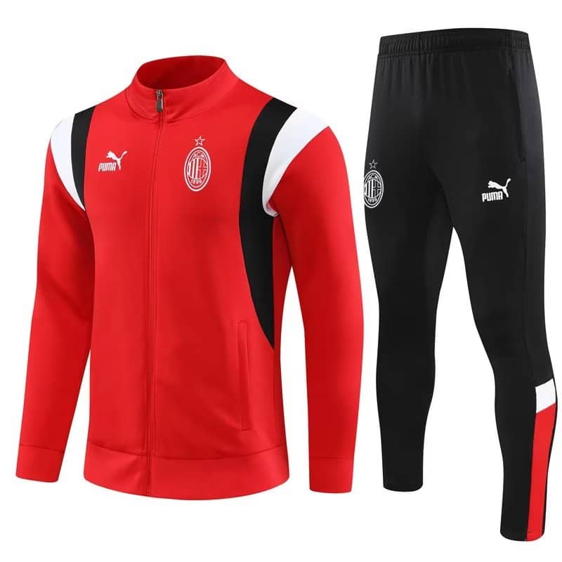 Mens AC Milan Jacket + Pants Training Suit Red 2023/24