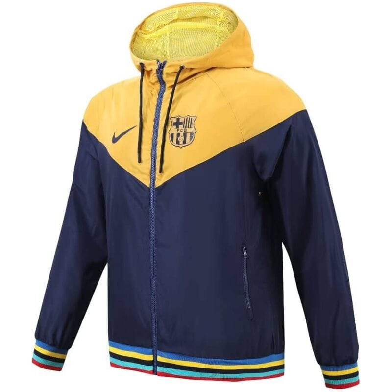 Mens Barcelona All Weather Windrunner Jacket Royal – Yellow 2023/24