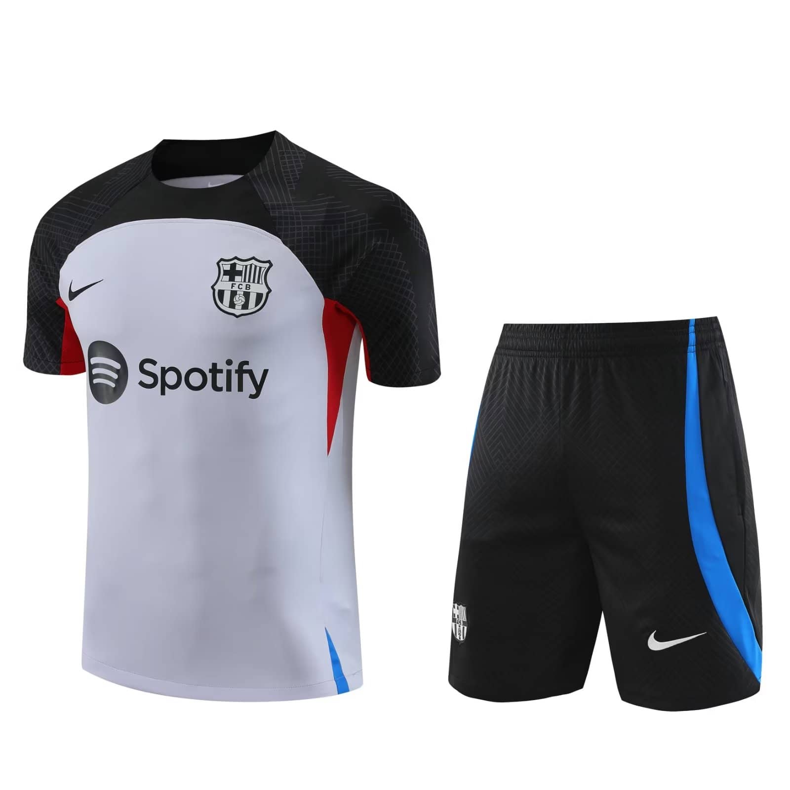 Mens Barcelona Short Training Suit Light Grey 2023/24