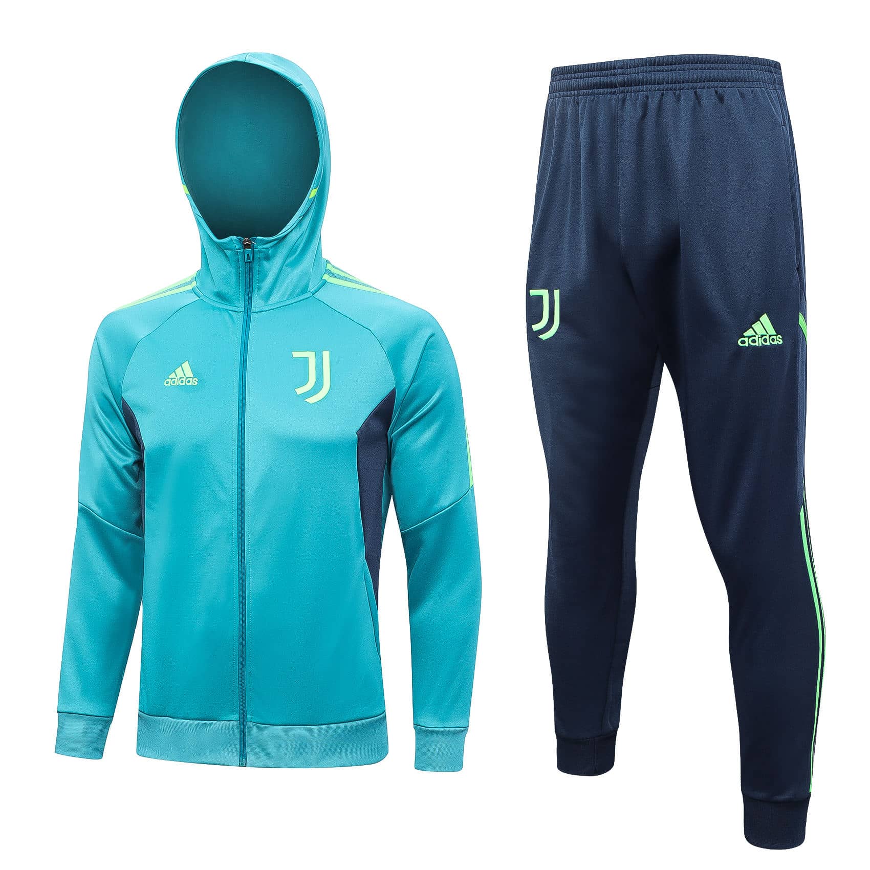 Mens Juventus Hoodie Jacket + Pants Training Suit Green 2023/24