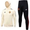 Mens Manchester United Hoodie Jacket + Pants Training Suit Cream 2023/24