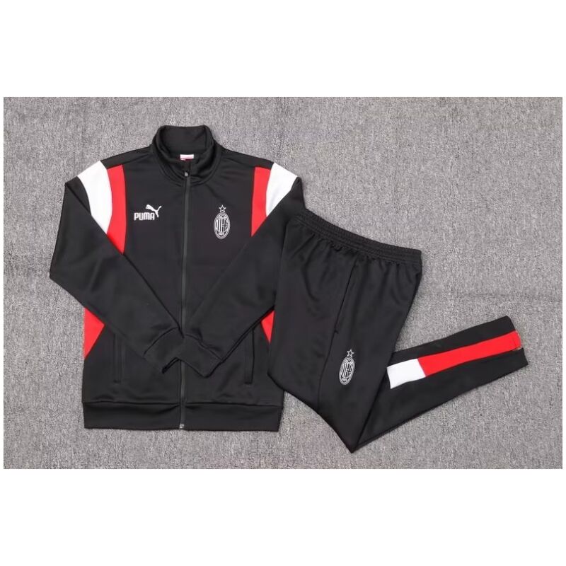 Mens AC Milan Jacket + Pants Training Suit Black 2023/24