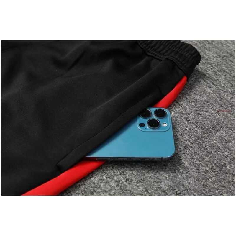 Mens AC Milan Jacket + Pants Training Suit Black – Red 2023/24