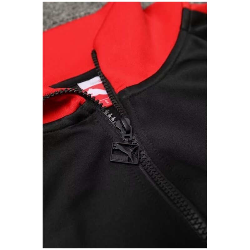 Mens AC Milan Jacket + Pants Training Suit Black – Red 2023/24