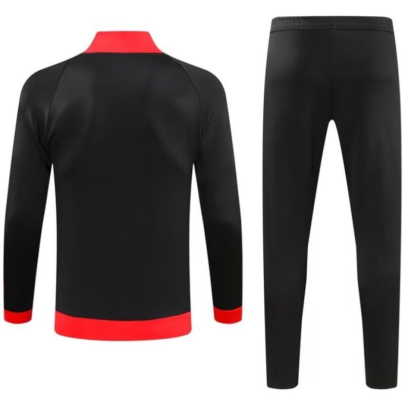 Mens AC Milan Jacket + Pants Training Suit Black – Red 2023/24