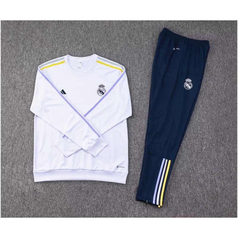 Mens Real Madrid Training Suit Crew Neck White 2023/24