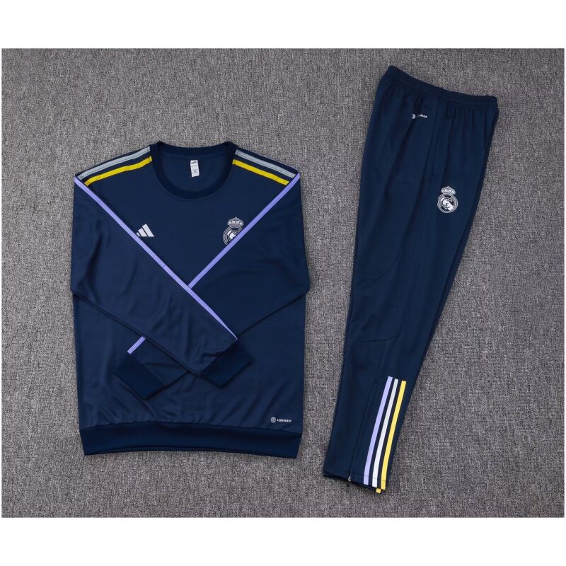 Mens Real Madrid Training Suit Crew Neck Salvia Blue 2023/24