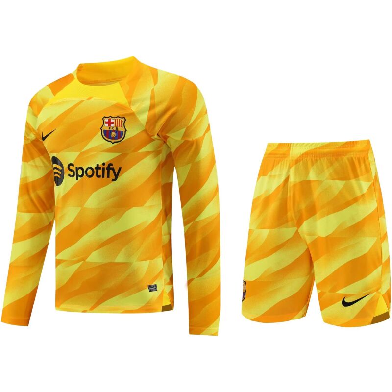 Mens Barcelona Goalkeeper Yellow Suit Long Sleeve 2023/24